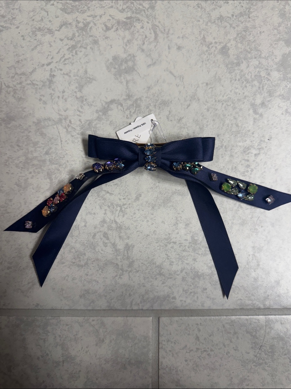 Jcrew Embellished Bow Barrette (Navy)